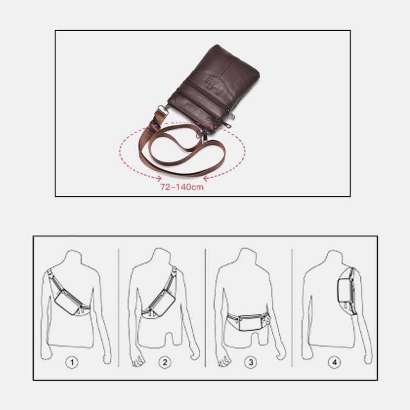 Mænd Ægte Læder Retro Business Casual 6.3 Tommer Telefontaske Multi-carry Crossbody Taske Taljetaske