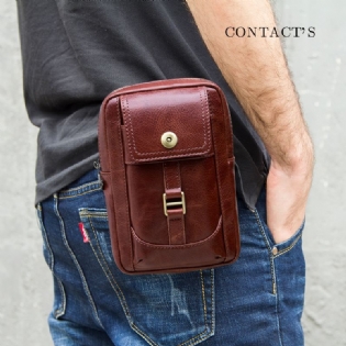 Mænd Ægte Læder Retro Mode 5.8 Tommer Telefontaske Multi-carry Crossbody Taske Taljetaske