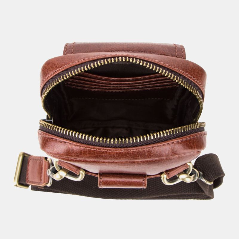 Mænd Ægte Læder Retro Mode 5.8 Tommer Telefontaske Multi-carry Crossbody Taske Taljetaske