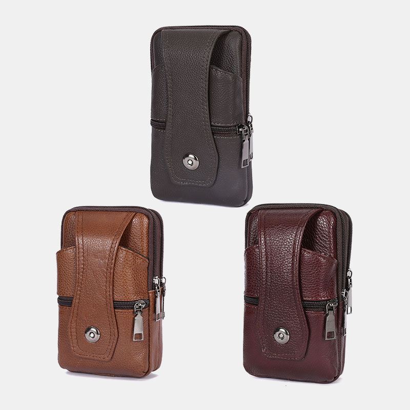 Mænd Holdbar Klap Magnetisk Knapdesign Taljetaske Åndbar Smagløs Bæltetaske 6.5 Tommer Telefontaske Crossbody-tasker Med Skulderrem