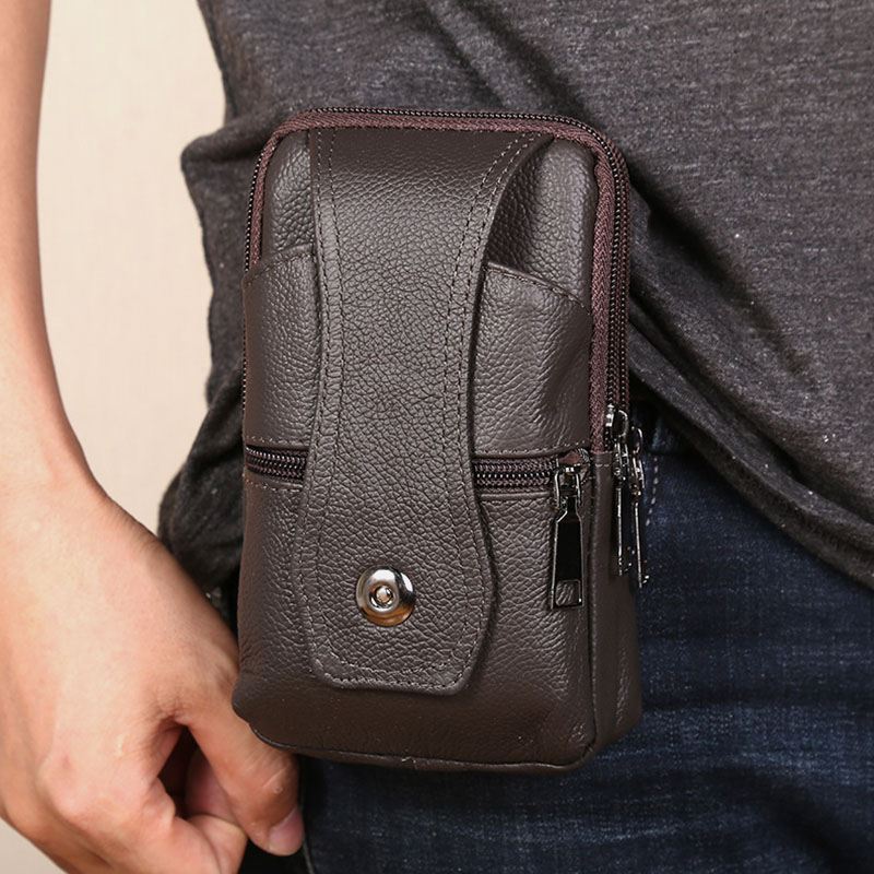 Mænd Holdbar Klap Magnetisk Knapdesign Taljetaske Åndbar Smagløs Bæltetaske 6.5 Tommer Telefontaske Crossbody-tasker Med Skulderrem