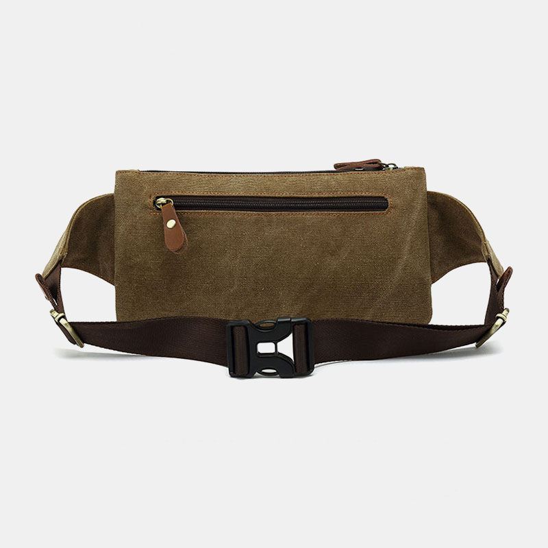 Mænd Lærred Taljetaske Multifunktionel Hasp Pocket Outdoor Casual Brysttaske Skuldertaske