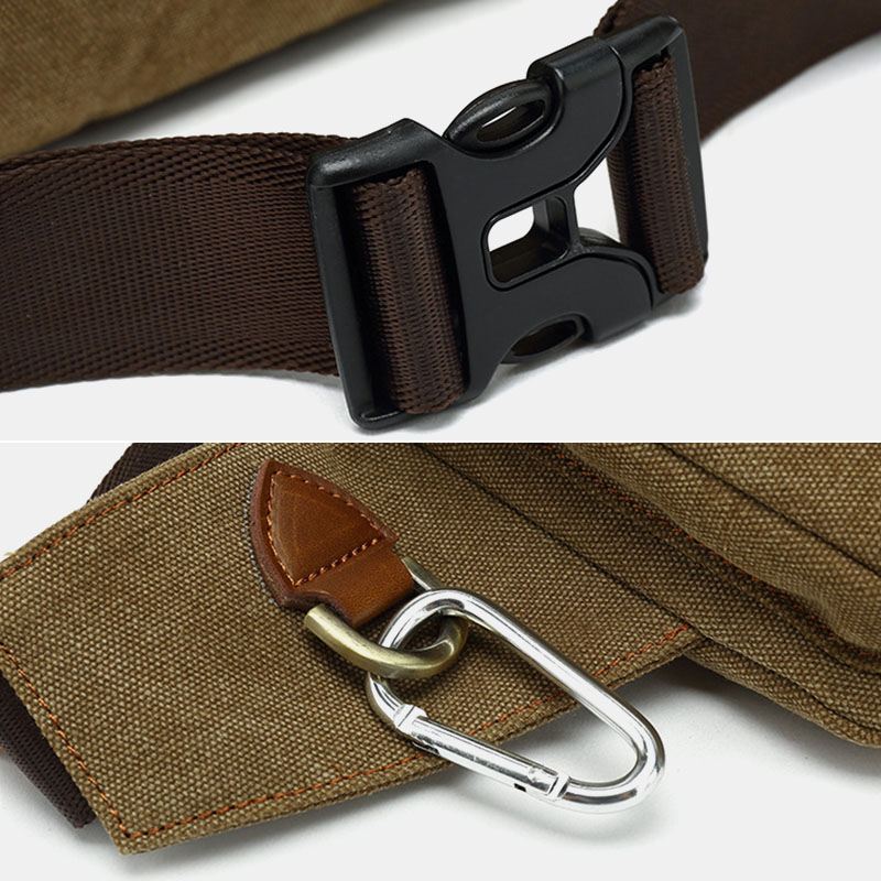 Mænd Lærred Taljetaske Multifunktionel Hasp Pocket Outdoor Casual Brysttaske Skuldertaske