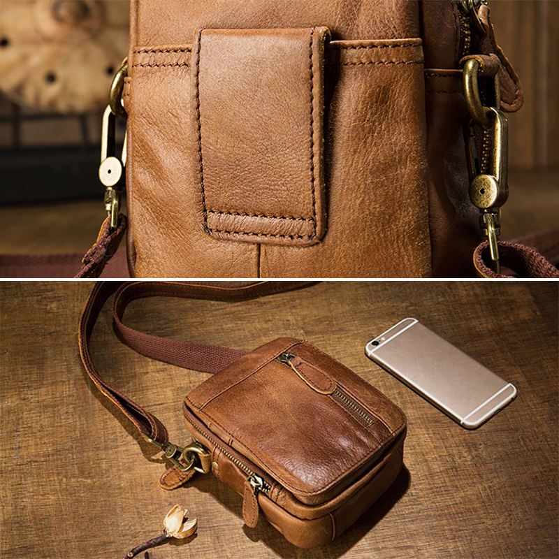 Mænd Multi-lomme Bæltetaske Med Stor Kapacitet Crossbody Skuldertasker Retro Casual 6.5 Tommer Telefontaske