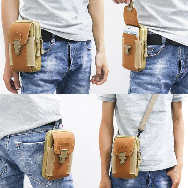 Mænd Oxford Cloth Multi-carry Mini Taljetaske Bæltetaske Fanny Pack Tactical Bag Telefontaske