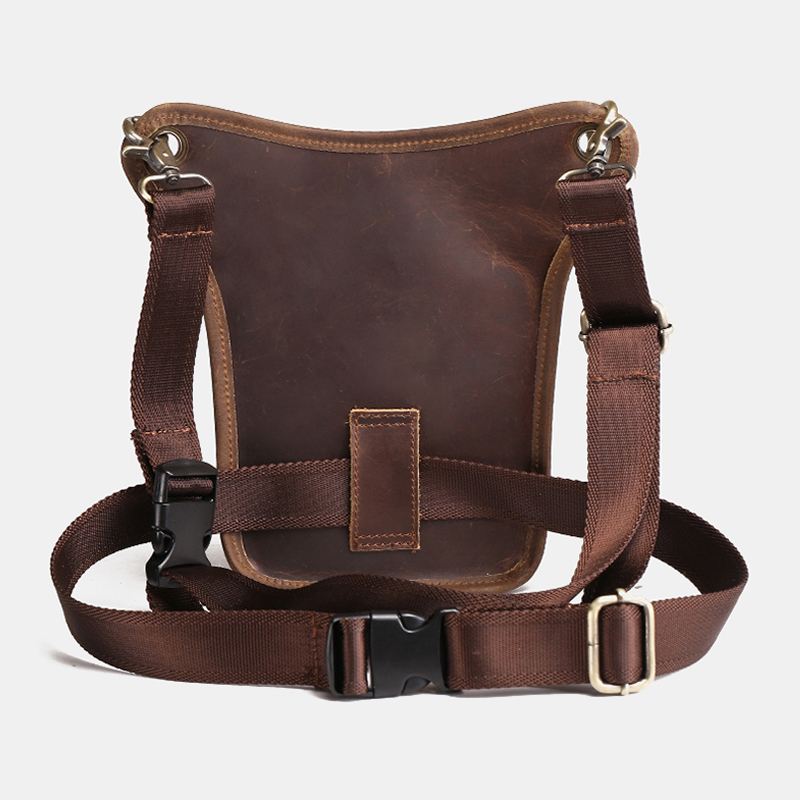 Mænd Retro Ægte Læder Multi-pocket Taljetaske Outdoor Sport 6.5 Tommer Telefontaske Lynlås Crossbody Tasker Skuldertaske