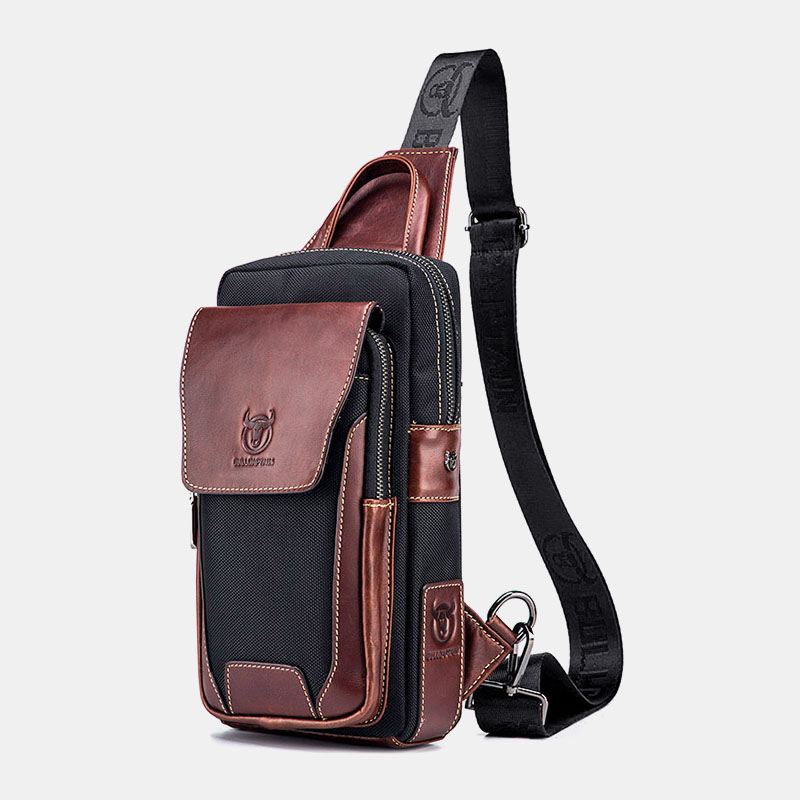 Mænd Ægte Læder Kohud Kontrast Farve Retro Mode Chets Bag Crossbody Taske