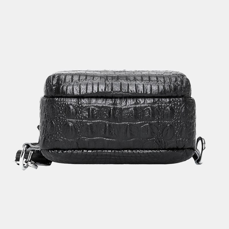 Mænd Ægte Læder Krokodillemønster Med Stor Kapacitet Vintage 6.5 Tommer Brysttasker Crossbody Taske Skuldertaske