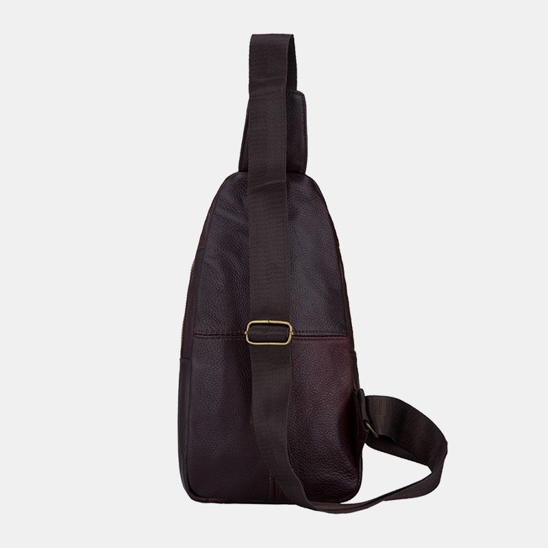 Mænd Ægte Læder Multi-layers Letvægts Crossbody Bag Brysttaske Sling Bag