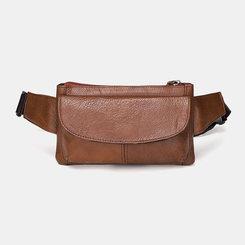 Mænd Ægte Læder Multi-lomme Anti-tyveri Multifunktionel Crossbody Taske Brysttaske Slynge Taske