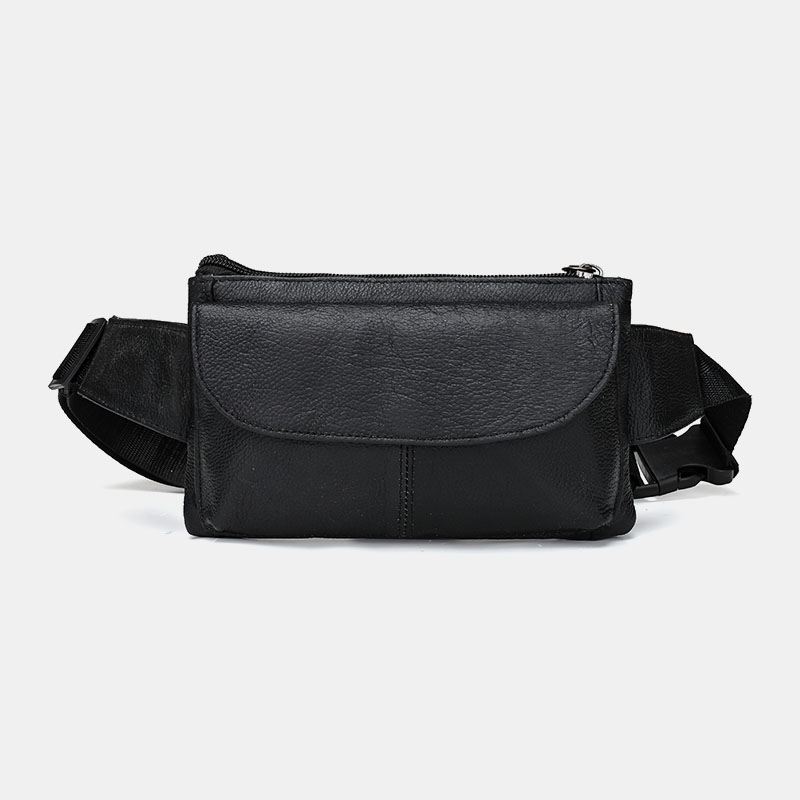 Mænd Ægte Læder Multi-lomme Anti-tyveri Multifunktionel Crossbody Taske Brysttaske Slynge Taske