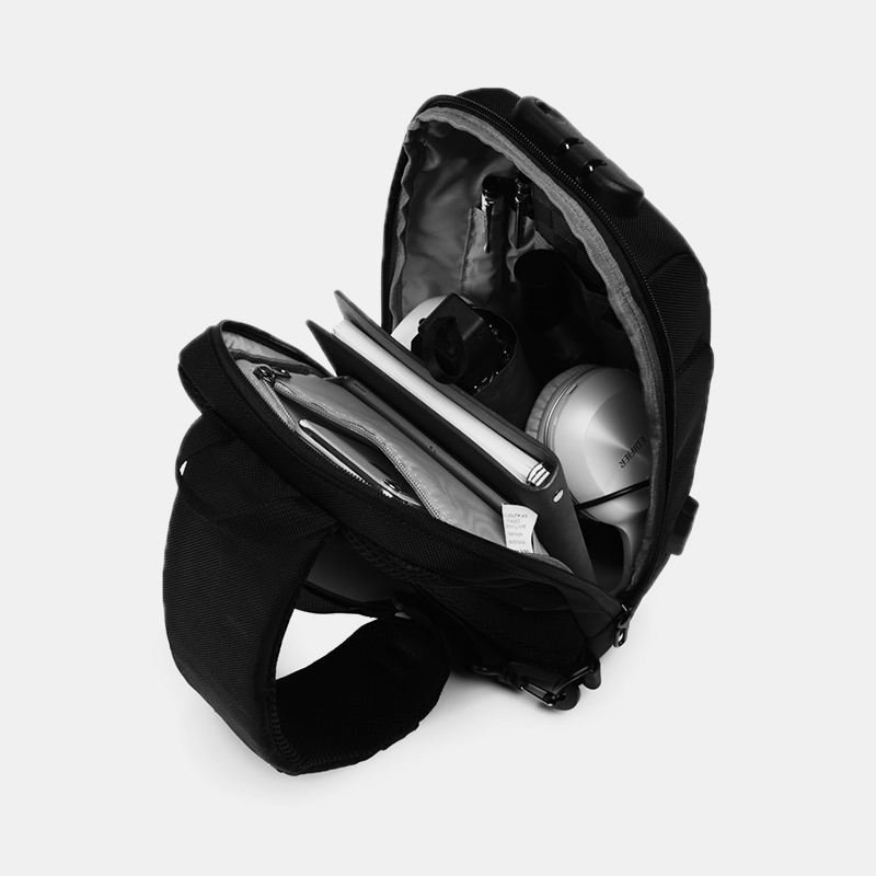 Mænd Anti-theft Usb Opladning Multi-layers Vandtæt Crossbody Bag Bryst Bag Sling Bag