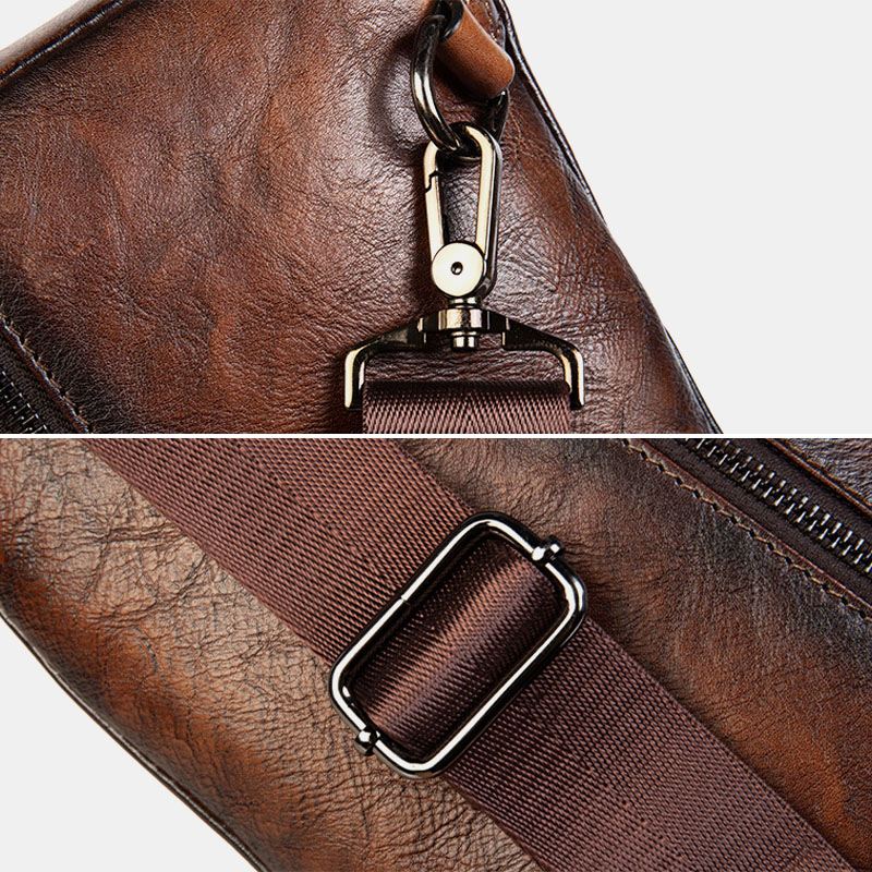 Mænd First Layer Kohud Multi-pocket Anti-theft Brysttaske Messenger Bag Crossbody Skuldertasker