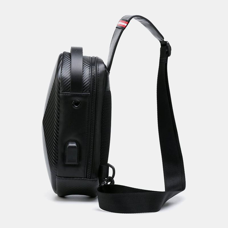 Mænd Hard Shell Multi-layers Usb-opladningsbrysttaske Sikkerhedsreflekterende Strip Stor Kapacitet Vandtætte Ridsefaste Crossbody-tasker