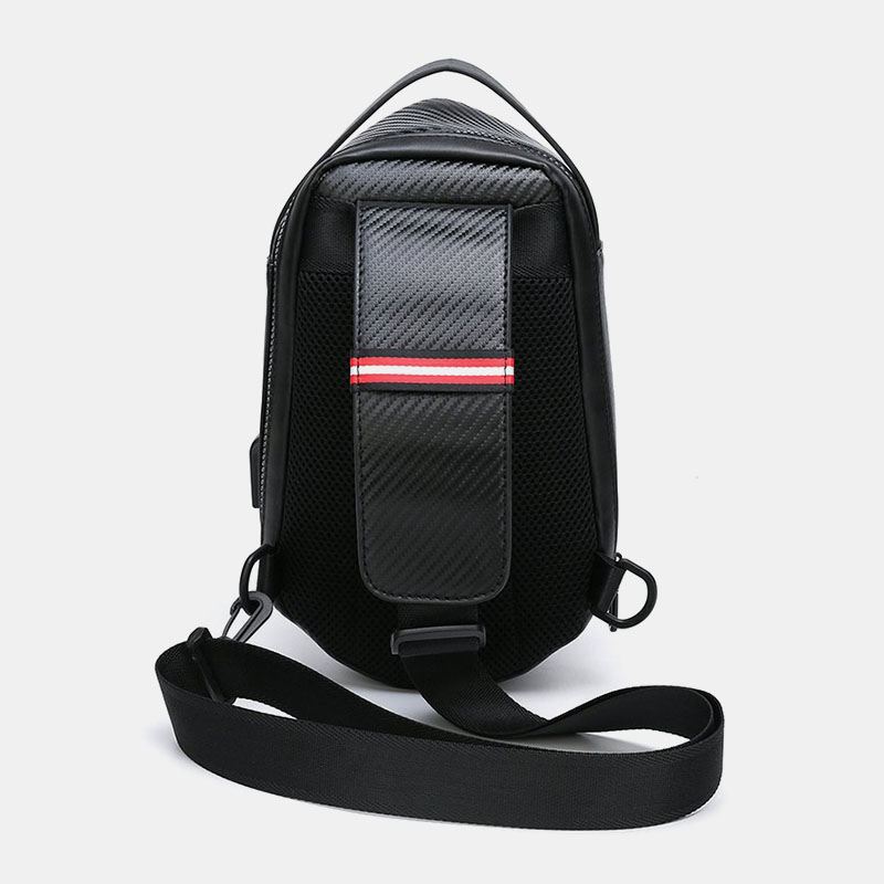 Mænd Hard Shell Multi-layers Usb-opladningsbrysttaske Sikkerhedsreflekterende Strip Stor Kapacitet Vandtætte Ridsefaste Crossbody-tasker