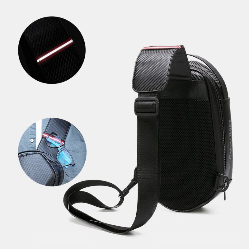 Mænd Hard Shell Multi-layers Usb-opladningsbrysttaske Sikkerhedsreflekterende Strip Stor Kapacitet Vandtætte Ridsefaste Crossbody-tasker