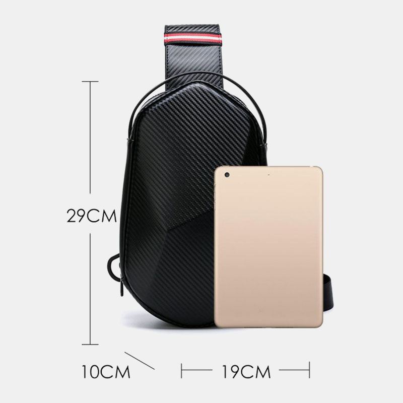 Mænd Hard Shell Multi-layers Usb-opladningsbrysttaske Sikkerhedsreflekterende Strip Stor Kapacitet Vandtætte Ridsefaste Crossbody-tasker