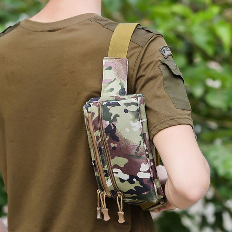 Mænd Nylon Camouflage Multi-carry Multi-pocket Sport Udendørs Taktisk Skuldertaske Brysttaske