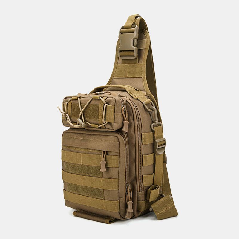 Mænd Nylon Camouflage Multifunktion Stor Kapacitet Udendørs Fiskeri Crossbody Tasker Brysttaske Tactical Bag