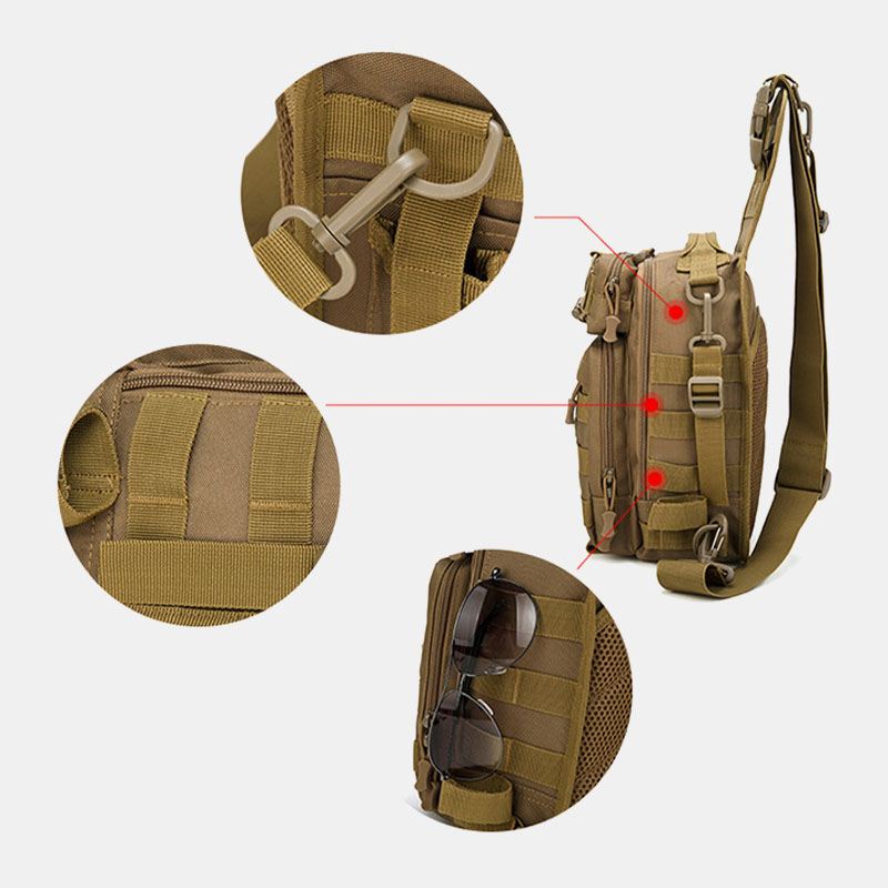 Mænd Nylon Camouflage Multifunktion Stor Kapacitet Udendørs Fiskeri Crossbody Tasker Brysttaske Tactical Bag