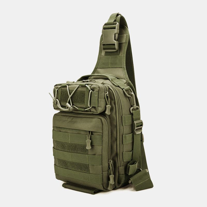 Mænd Nylon Camouflage Multifunktion Stor Kapacitet Udendørs Fiskeri Crossbody Tasker Brysttaske Tactical Bag