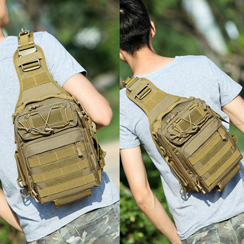 Mænd Nylon Camouflage Stor Kapacitet Multi-carry Tactical Travel Outdoor Brysttaske Skuldertaske