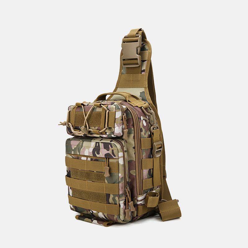 Mænd Nylon Camouflage Stor Kapacitet Multi-carry Tactical Travel Outdoor Brysttaske Skuldertaske