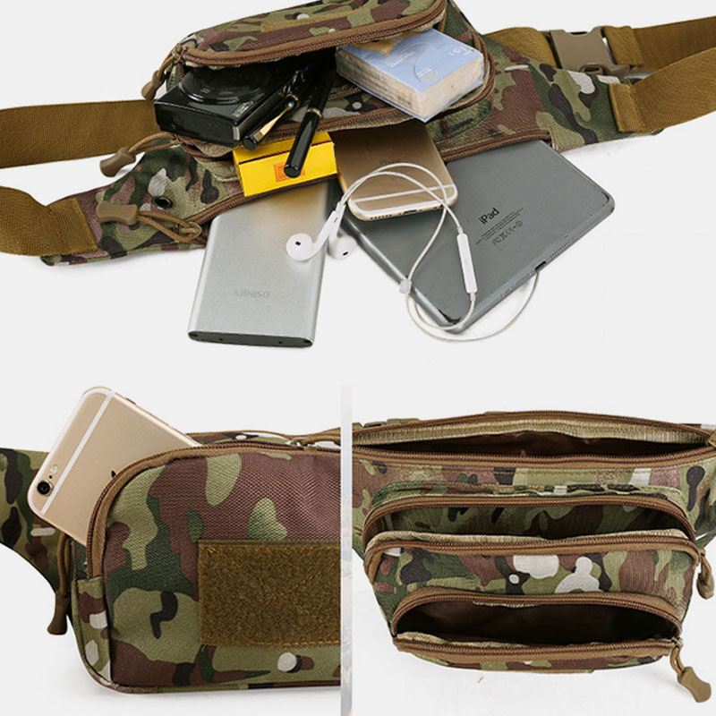 Mænd Nylon Multi-carry Multi-pocket Outdoor Tactical Camouflage Ridning Taljetaske Skuldertaske Brysttaske