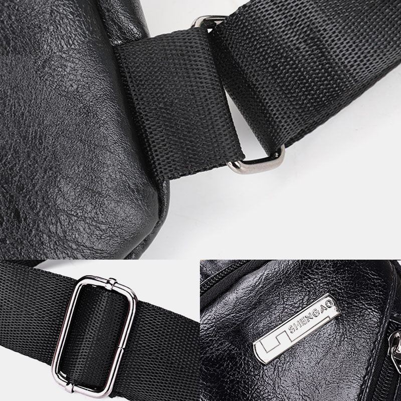 Mænd Øretelefon Hole Business Multi-pocket Crossbody Bag Brysttaske Sling Bag