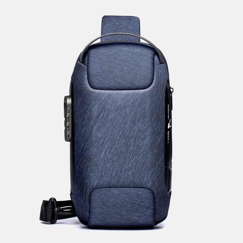 Mænd Oxford Adgangskode Usb Opladning Anti-theft Multi-layers Vandtæt Crossbody Bag Bryst Bag Sling Bag