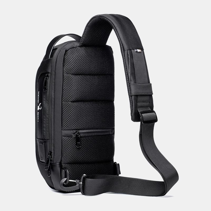 Mænd Oxford Adgangskode Usb Opladning Anti-theft Multi-layers Vandtæt Crossbody Bag Bryst Bag Sling Bag