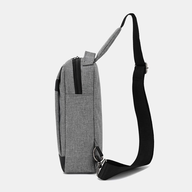 Mænd Oxford Brysttaske Med Stor Kapacitet Casual Multifunktions Øretelefon Hul Design Crossbody Taske Skuldertaske