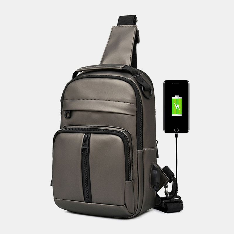 Mænd Polyester Multi-carry Medium Kapacitet Med Usb-opladning Brysttaske Skuldertaske