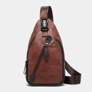 Mænd Pu-læder Multi-pocket Vandtæt Casual Crossbody Bag Brysttaske Sling Bag