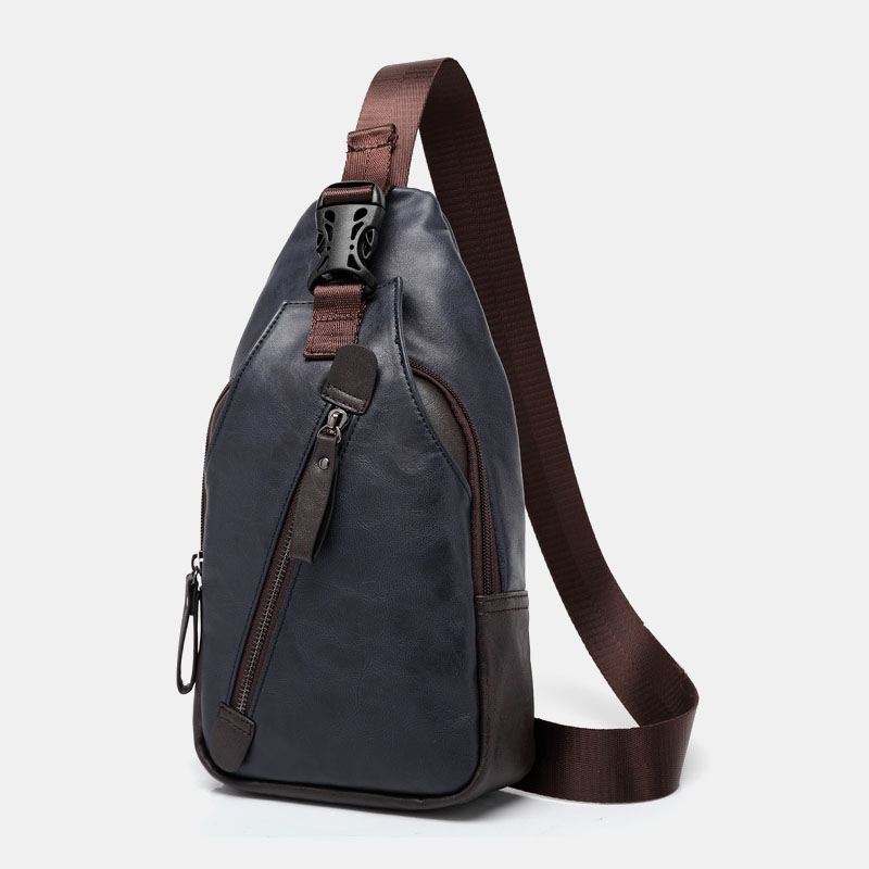 Mænd Pu-læder Multi-pocket Vandtæt Casual Crossbody Bag Brysttaske Sling Bag