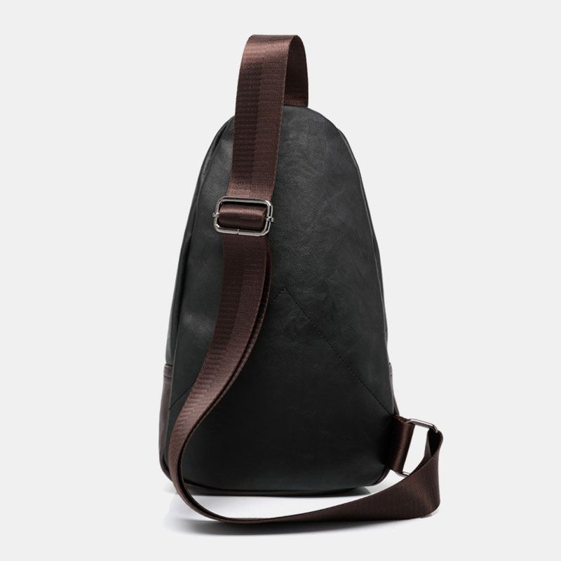 Mænd Pu-læder Multi-pocket Vandtæt Casual Crossbody Bag Brysttaske Sling Bag