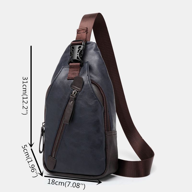 Mænd Pu-læder Multi-pocket Vandtæt Casual Crossbody Bag Brysttaske Sling Bag