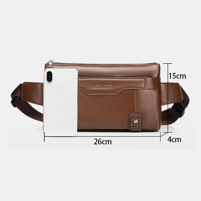 Mænd Pu-læder Vandtæt Brysttaske Med Stor Kapacitet Outdoor Outing 6.5 Tommer Telefontaske Crossbody-tasker Skuldertaske