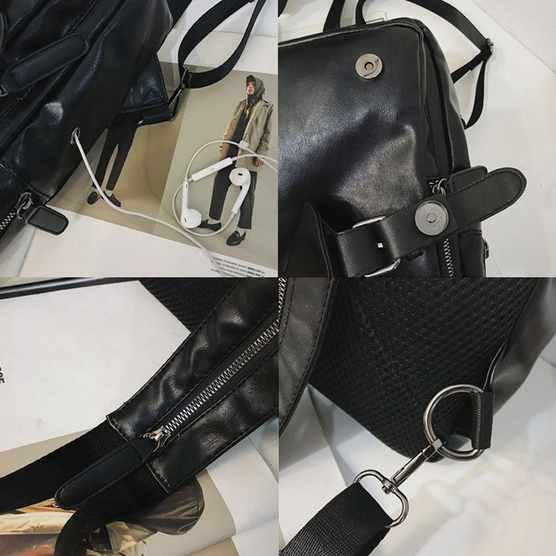 Mænd Retro Øretelefon Hul Multi-carry Usb Opladning Multi-layers Vandtæt Crossbody Taske Bryst Taske Sling Bag