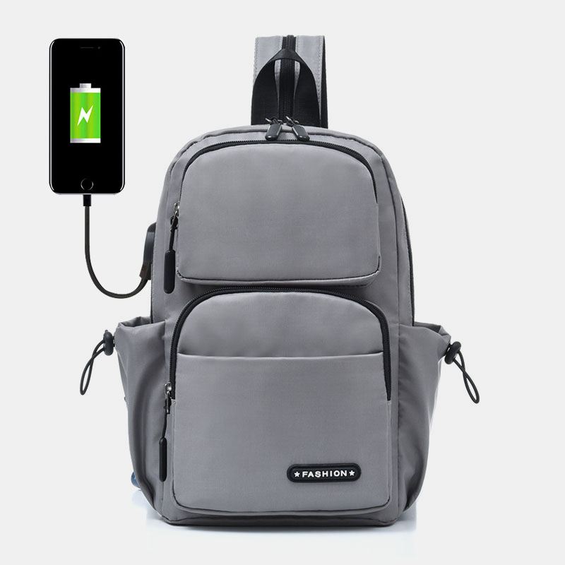 Mænd Usb-opladning Multi-carry Multi-layers Vandtæt Crossbody Bag Brysttaske Sling Bag Rygsæk