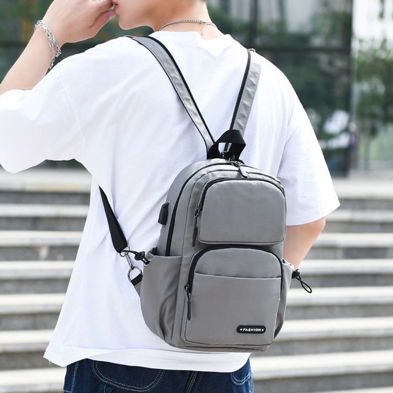 Mænd Usb-opladning Multi-carry Multi-layers Vandtæt Crossbody Bag Brysttaske Sling Bag Rygsæk