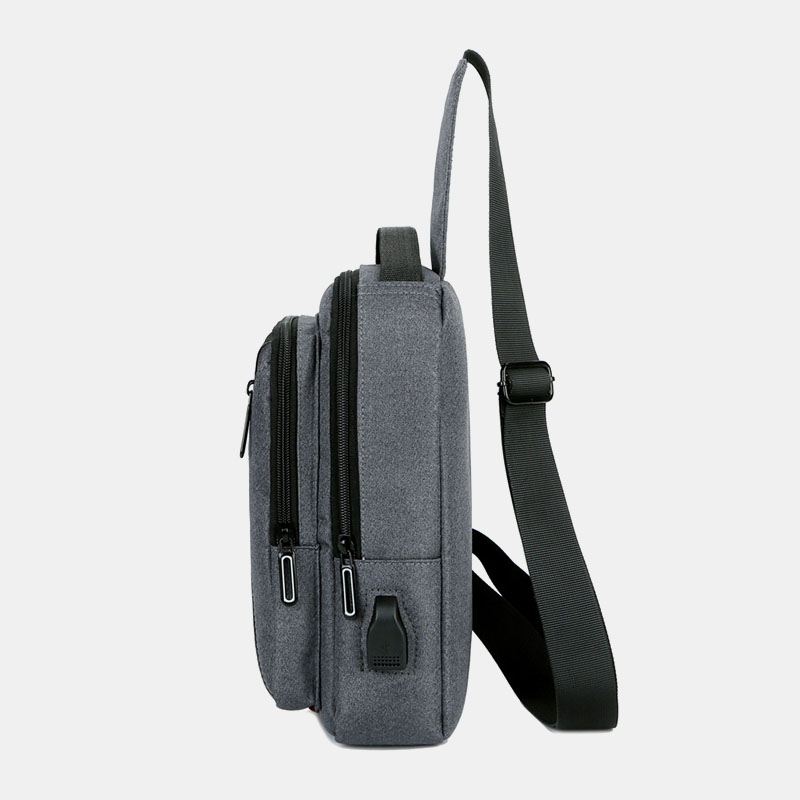 Mænd Usb-opladning Multi-pocket Brysttaske Oxford Skridsikker Slidbestandig Vandtæt Afslappet Skuldertaske Crossbody Tasker