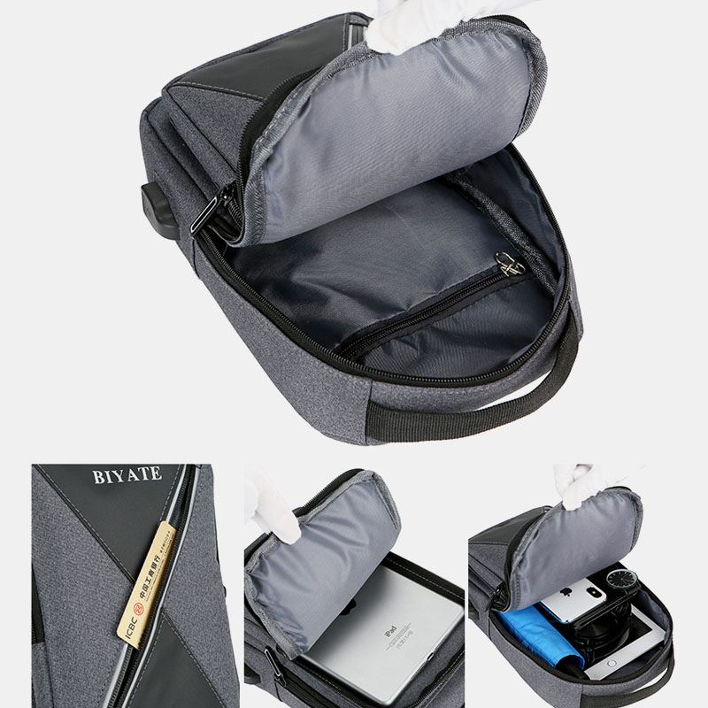 Mænd Usb-opladning Multi-pocket Brysttaske Oxford Skridsikker Slidbestandig Vandtæt Afslappet Skuldertaske Crossbody Tasker