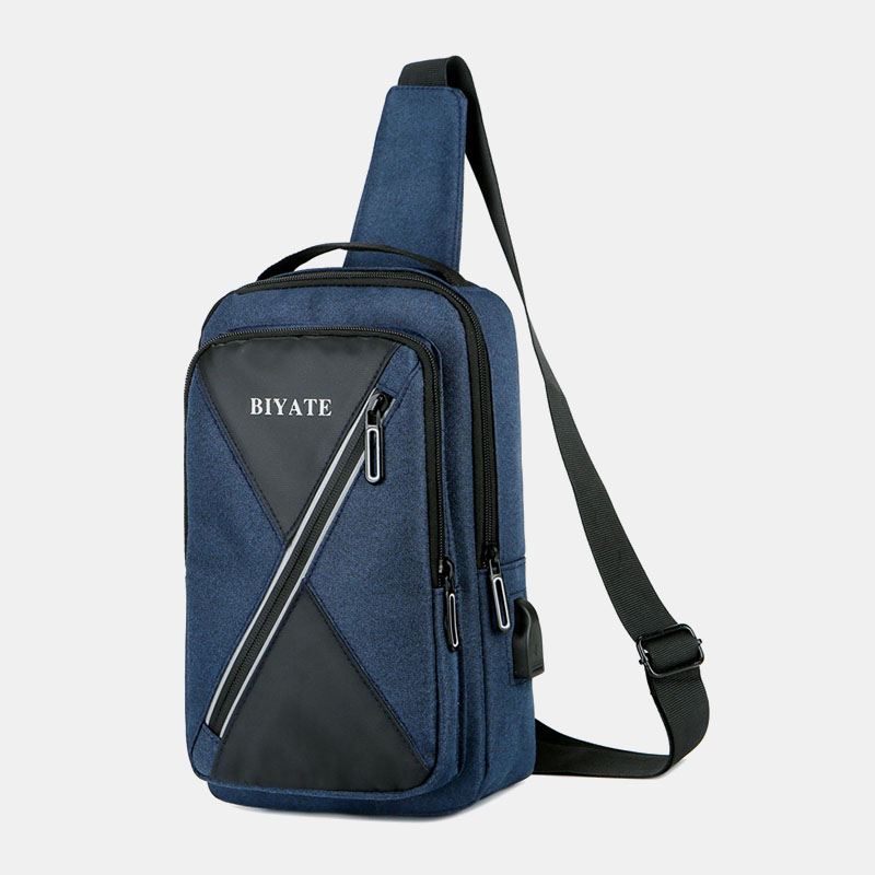 Mænd Usb-opladning Multi-pocket Brysttaske Oxford Skridsikker Slidbestandig Vandtæt Afslappet Skuldertaske Crossbody Tasker