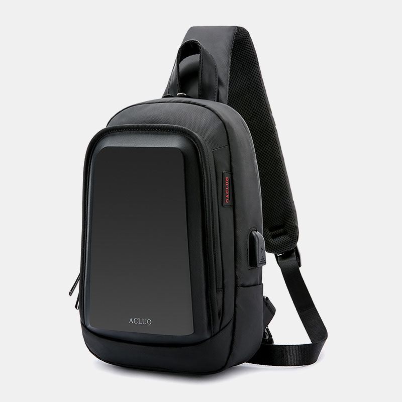 Mænd Usb-opladning Vandtæt Brysttaske Casual Aftagelig Skulderrem Åndbar Crossbody-tasker Skuldertaske