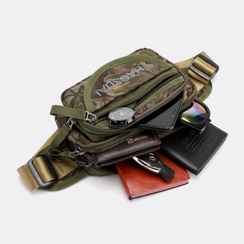 Mænd Vandtæt Multi-pocket Camouflage Udendørs Brysttaske Bæltetaske Sling Bag