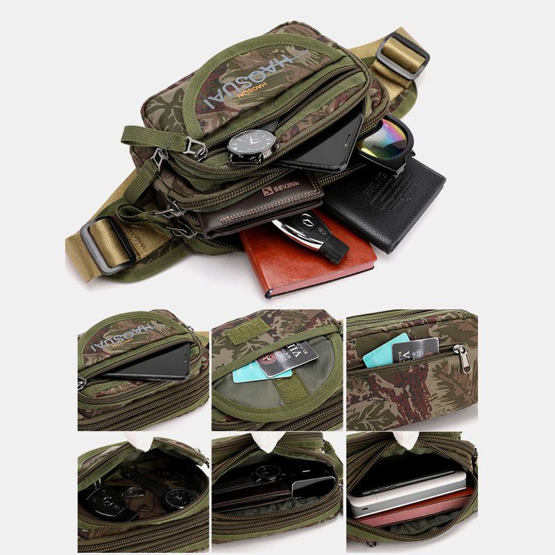 Mænd Vandtæt Multi-pocket Camouflage Udendørs Brysttaske Bæltetaske Sling Bag