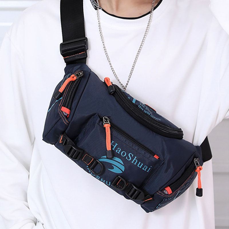 Mænd Vandtæt Udendørs Hovedtelefonstik Crossbody Taske Brysttaske Sling Bag