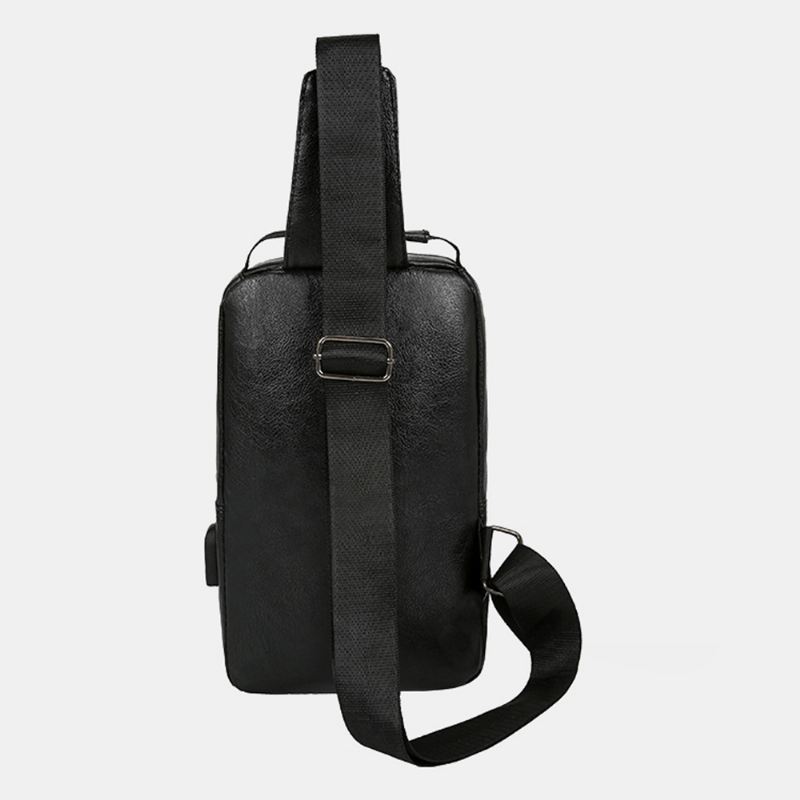 Mænd Vintage Usb-opladningsdesign Multi-pocket Brysttaske Med Stor Kapacitet Slidfast Crossbody Skuldertaske