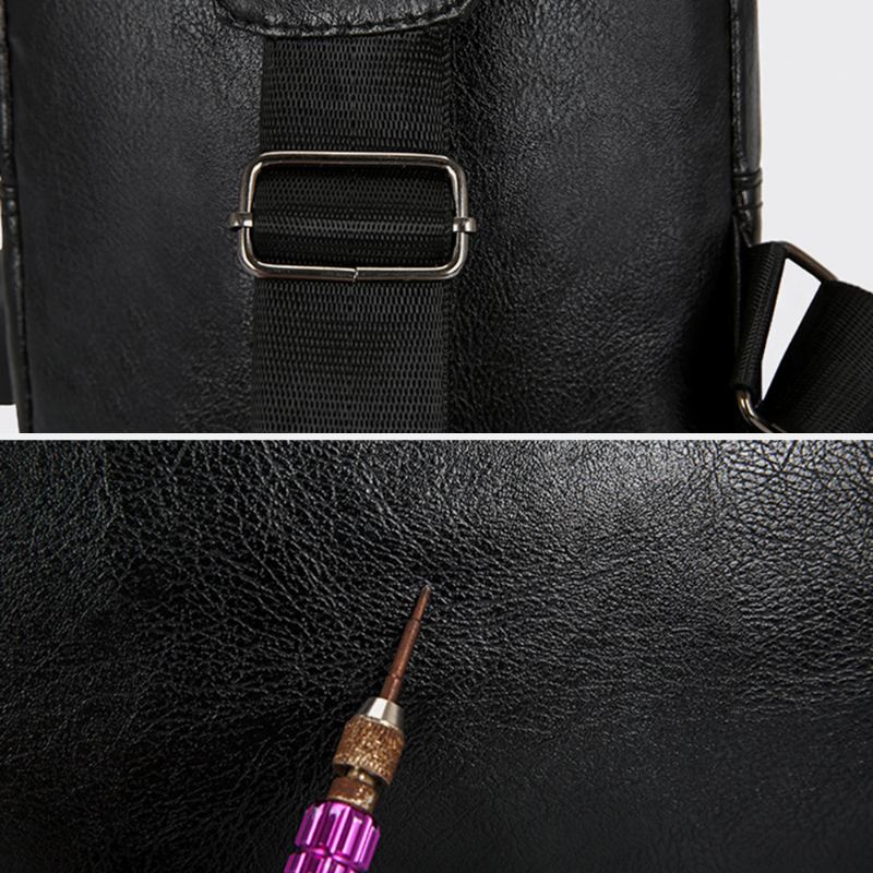 Mænd Vintage Usb-opladningsdesign Multi-pocket Brysttaske Med Stor Kapacitet Slidfast Crossbody Skuldertaske